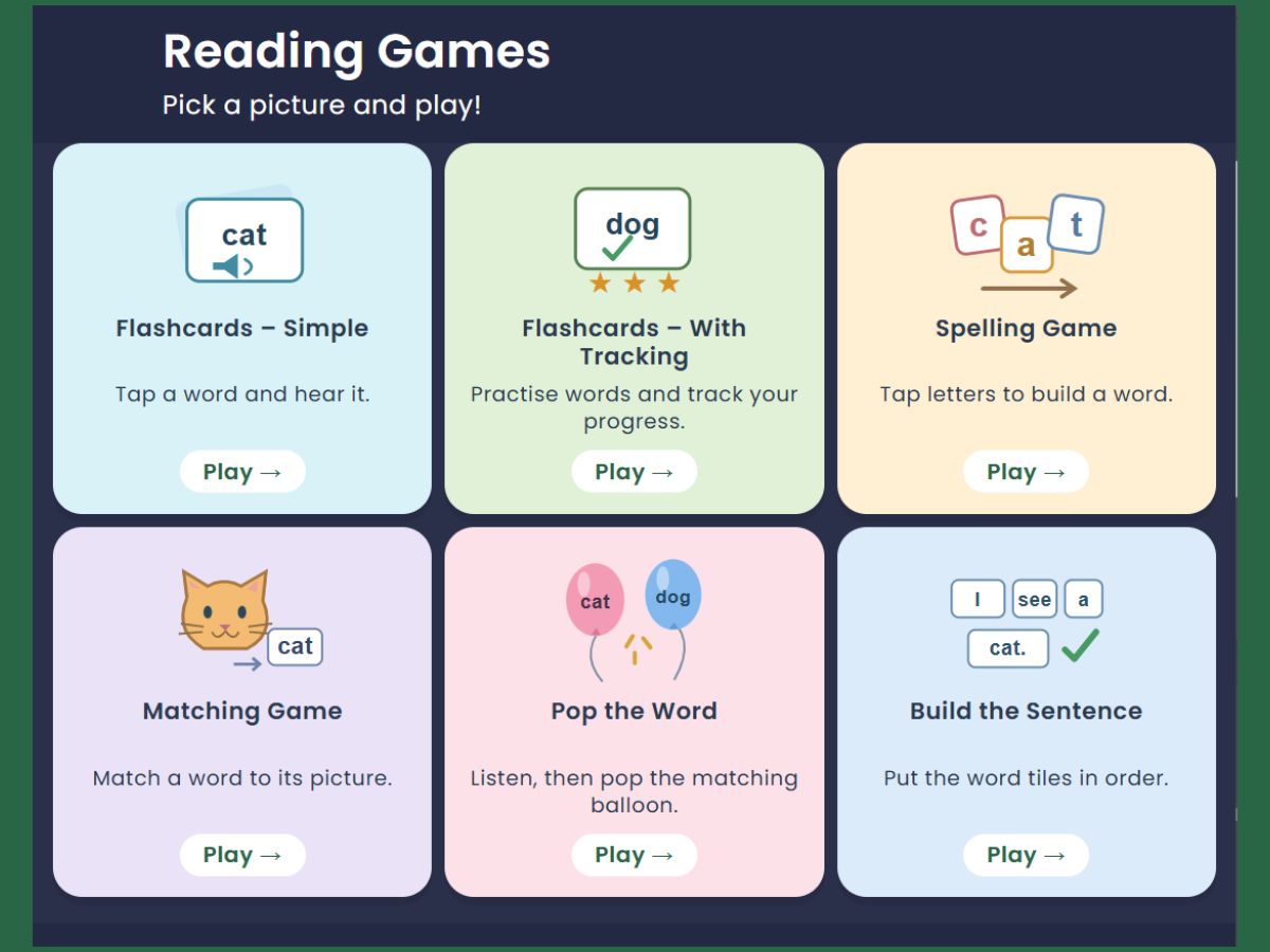 Ella and Mark free online reading games